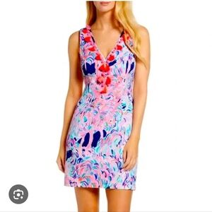 Lilly Pulitzer Cabrey shift size 4 EUC pattern Pelican Pink Head In The Sand